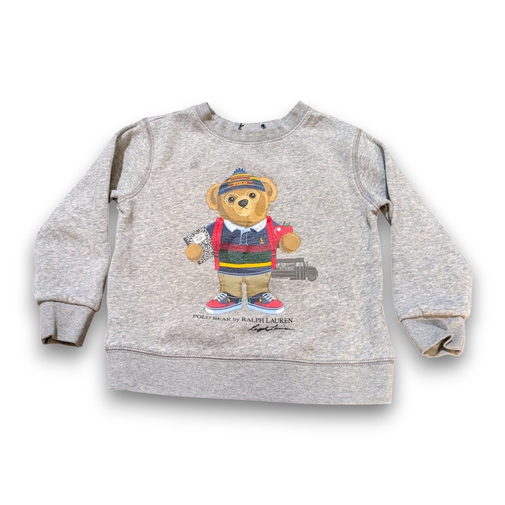 Polo Ralph Lauren Polo Bear Graphic Gray Sweatshirt School Toddler Boys 2T